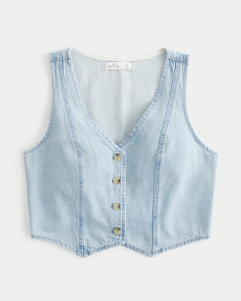 Womens white sleeveless denim vest outlet