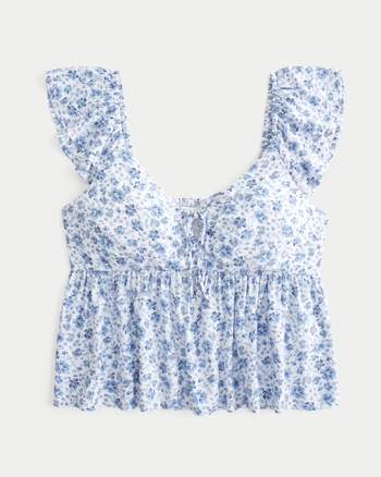 Vintage French Tie Front Babydoll Top (S)