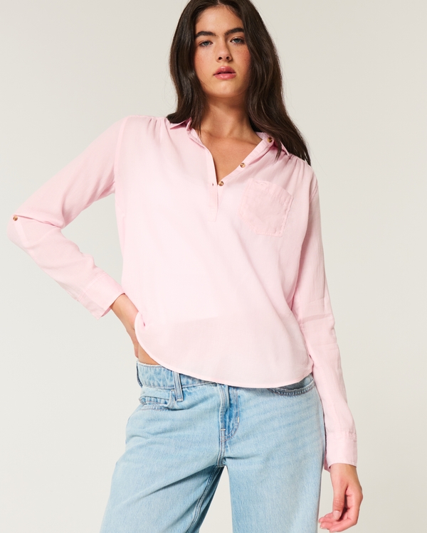 Easy Popover Shirt, Light Pink