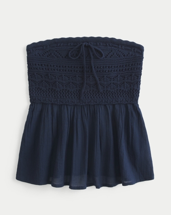 Women's Easy Crochet-Style Babydoll Top | Women's Tops | HollisterCo.com
