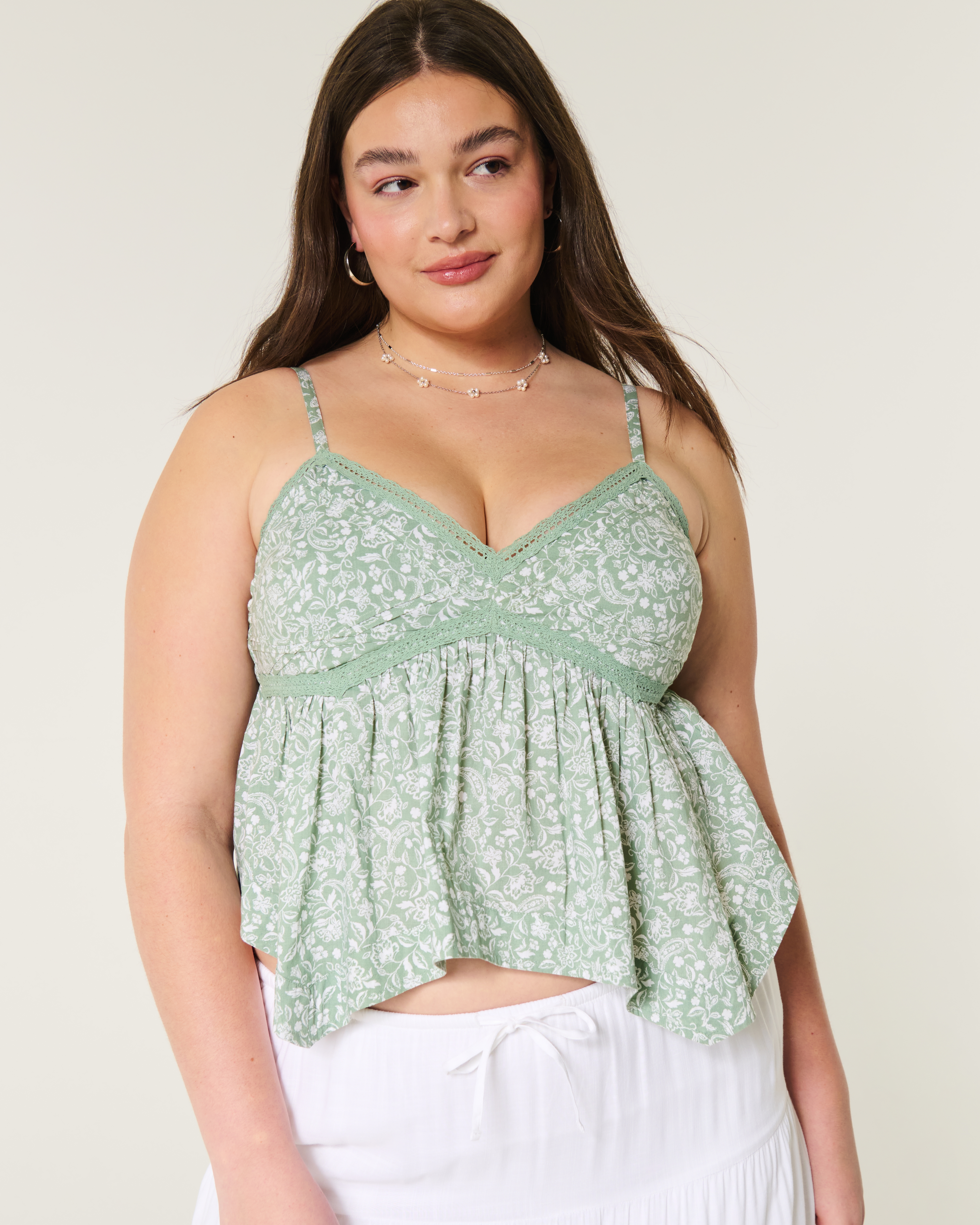 Easy Lace Trim Babydoll Top