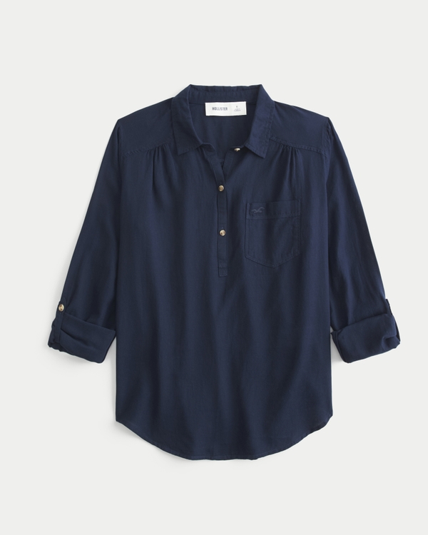 Womens Button Down Shirts Casual Oversized Hollister Co