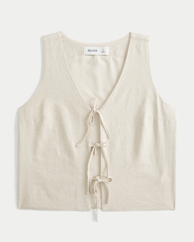 売れ筋商品|||エレントレイシー カットソー トップス レディース Women's Linen Blend Sleeveless Tie Hem Button Down Top White Zenda Linen Blend Top Off White | Princess Polly USA