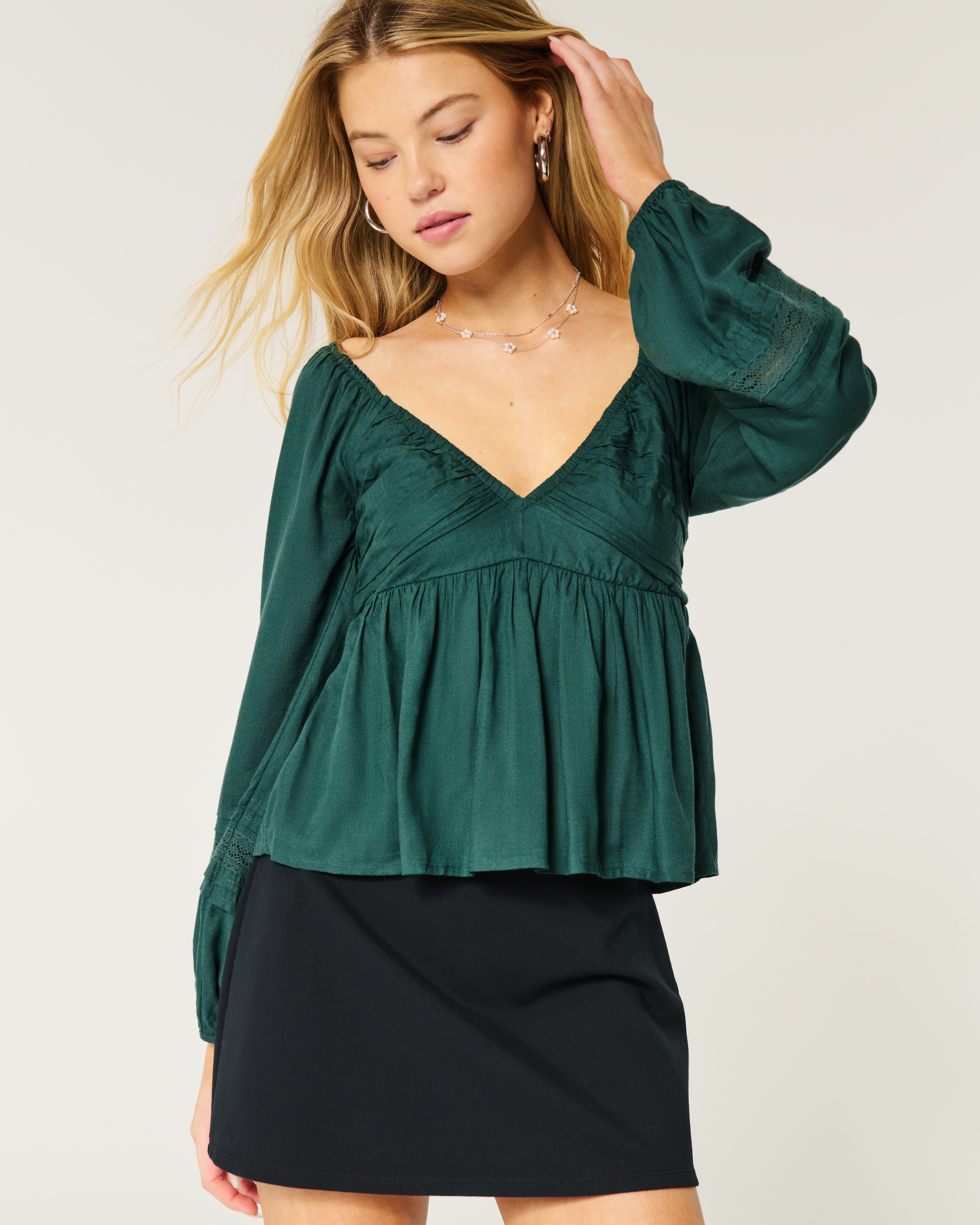 Easy Ruched Bust Babydoll Top