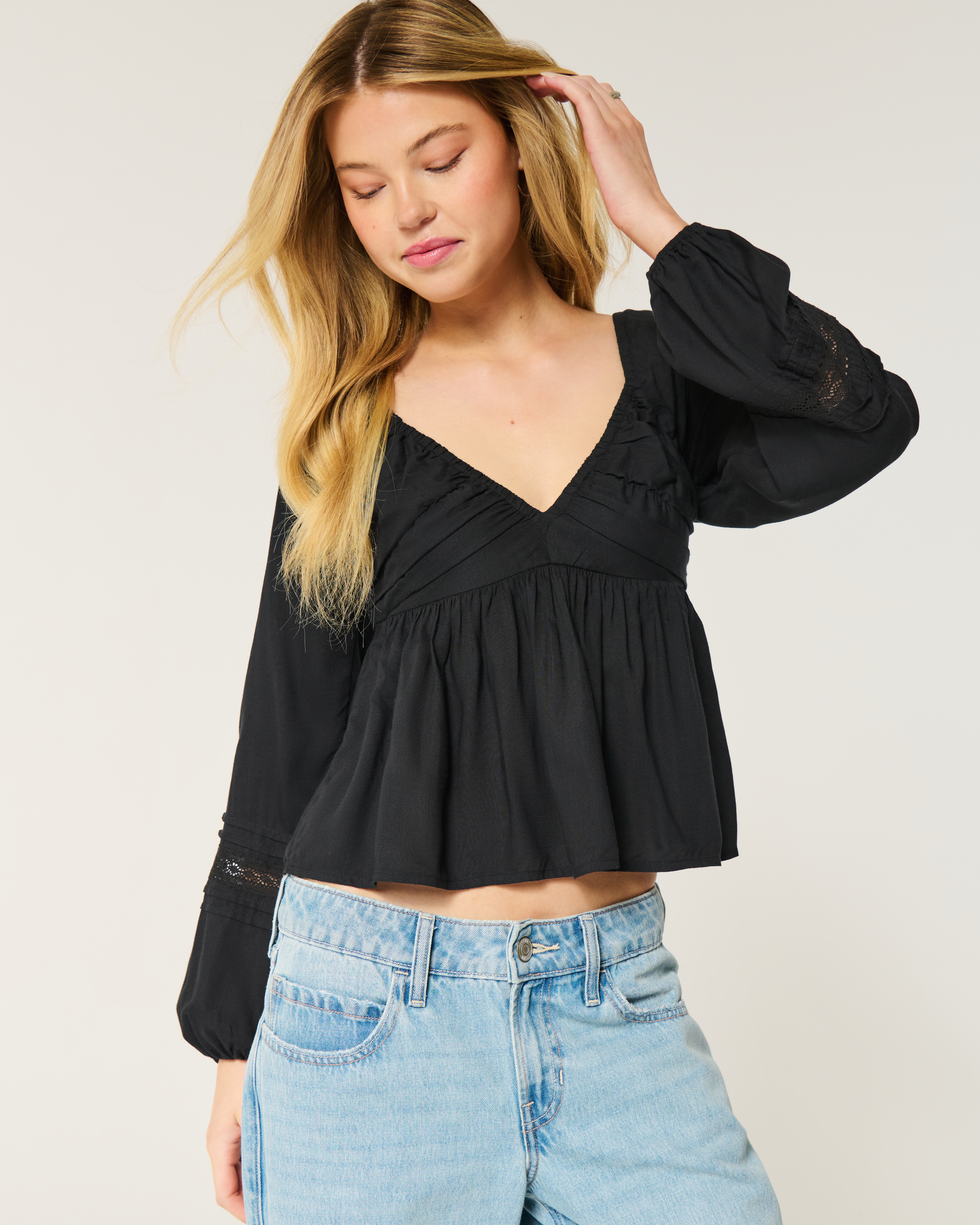 Easy Ruched Bust Babydoll Top