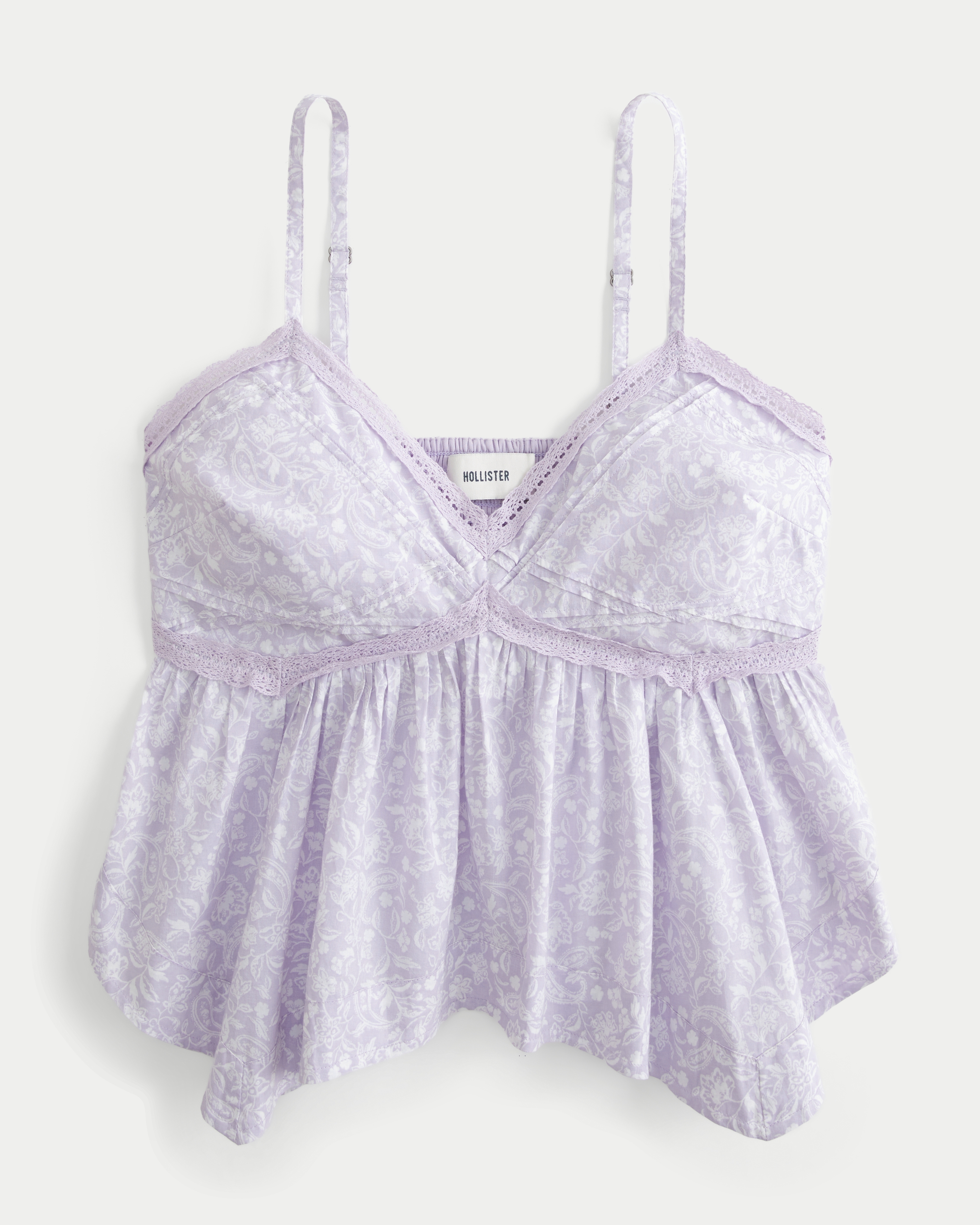 Lace Trim Babydoll Top