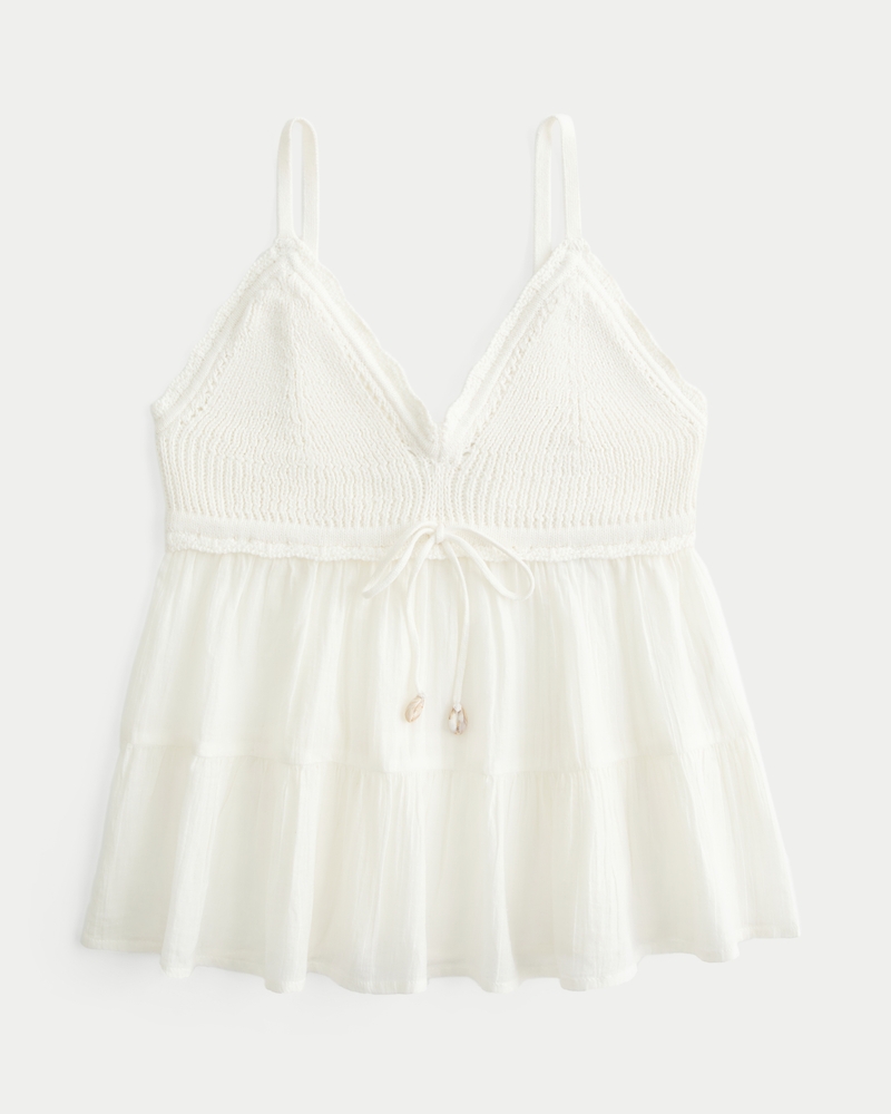 Crochet-Style Fabric Mix Top