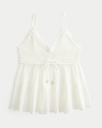 Women's Crochet-Style Fabric Mix Top | Women's | HollisterCo.com