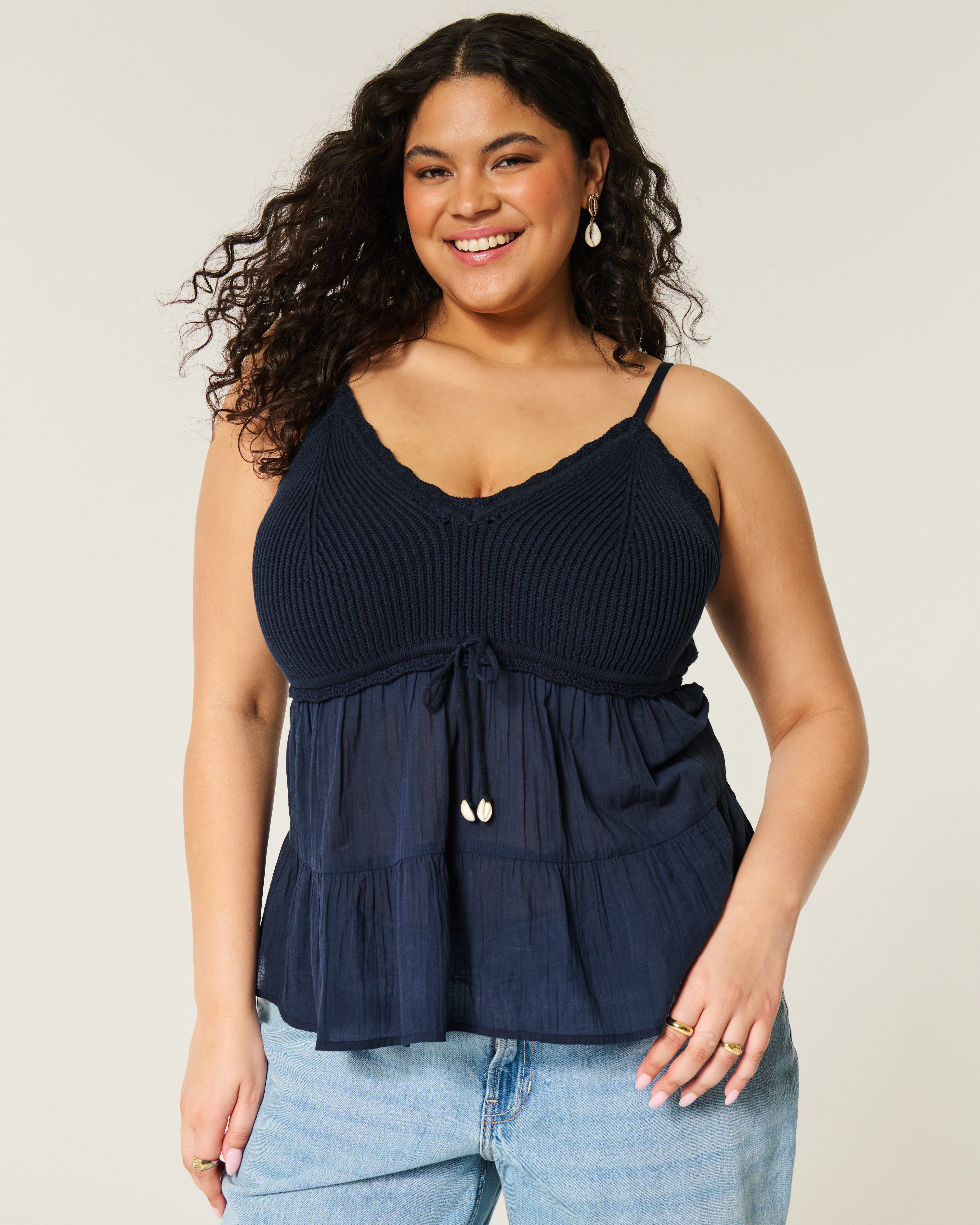 Crochet-Style Fabric Mix Top