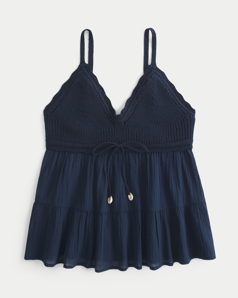 Crochet-Style Fabric Mix Top