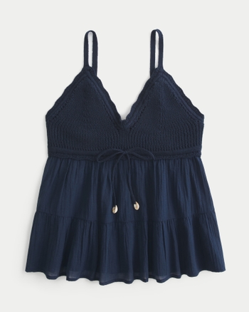 Women's Crochet-Style Fabric Mix Top | Women's | HollisterCo.com
