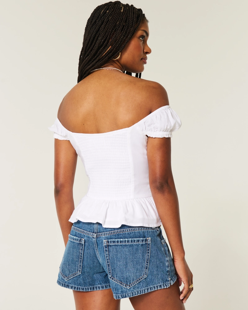 Off-the-Shoulder Pintuck Blouse