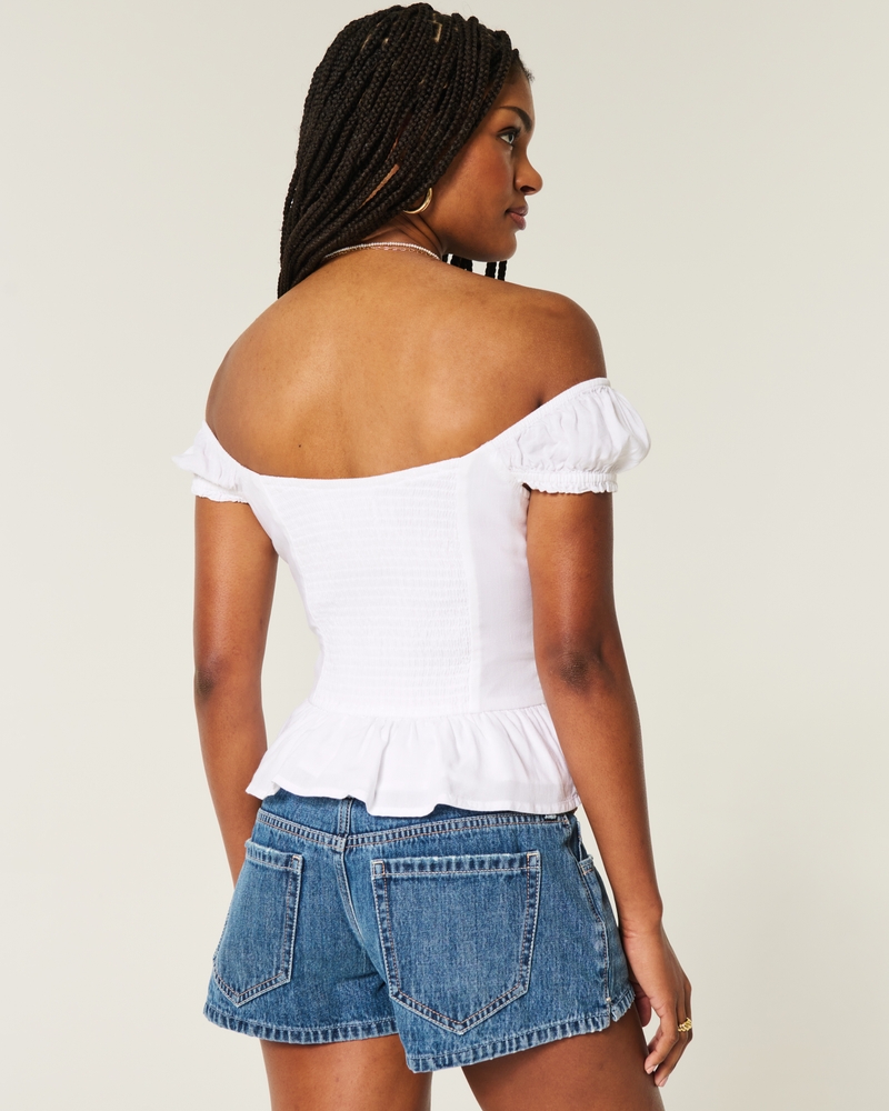 Off-the-Shoulder Pintuck Blouse