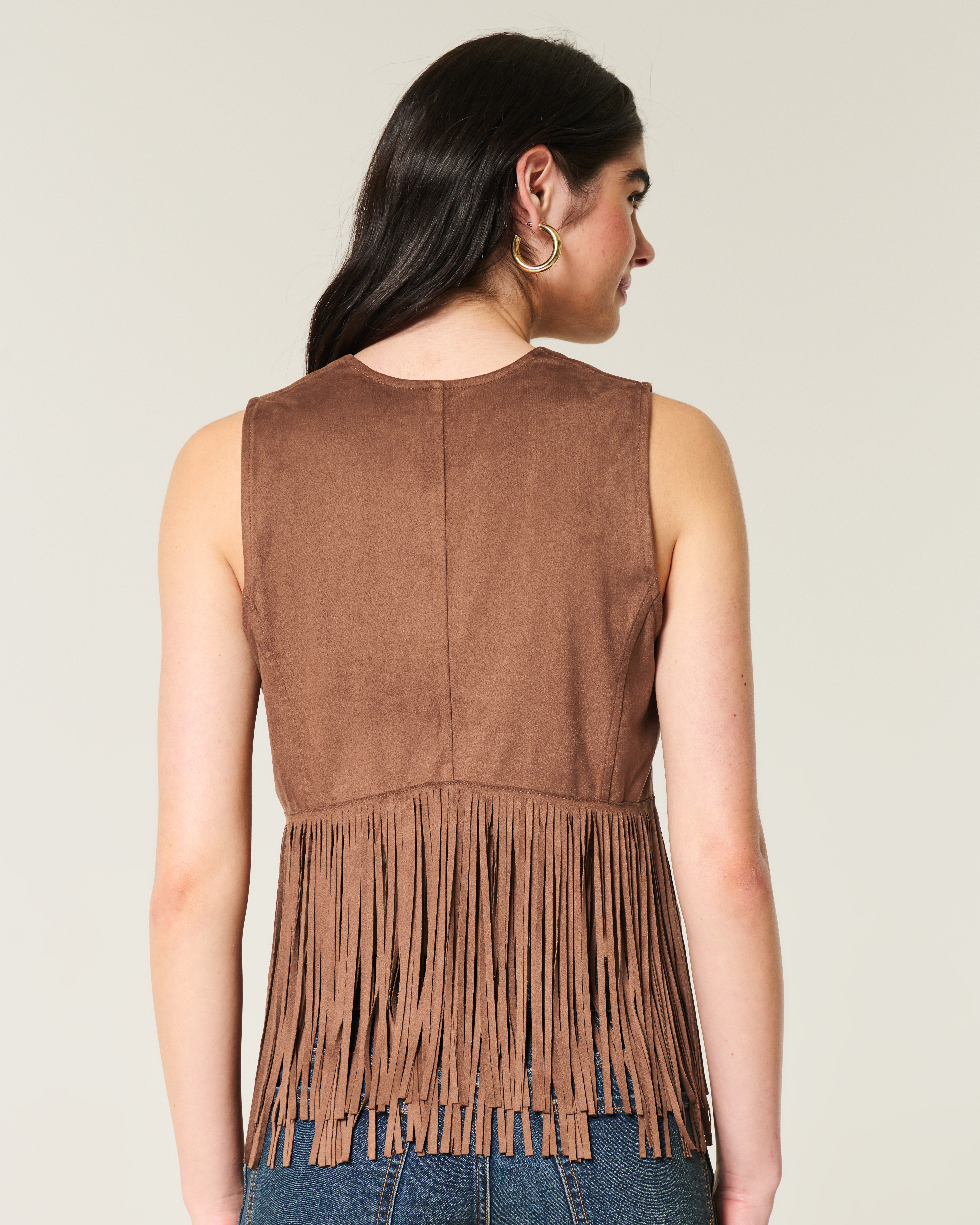 Easy Faux Suede Fringe Vest