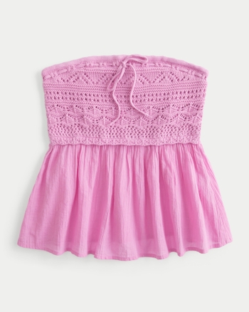 Women's Easy Crochet-Style Babydoll Top | Women's Beach Shop X Spencer Barbosa | HollisterCo.com