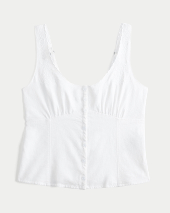 Women's Linen Blend Button-Through Top | Women's | HollisterCo.com