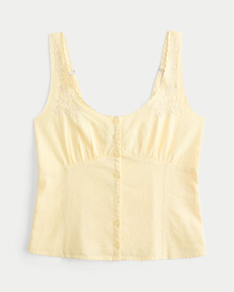 Linen Blend Button-Through Top