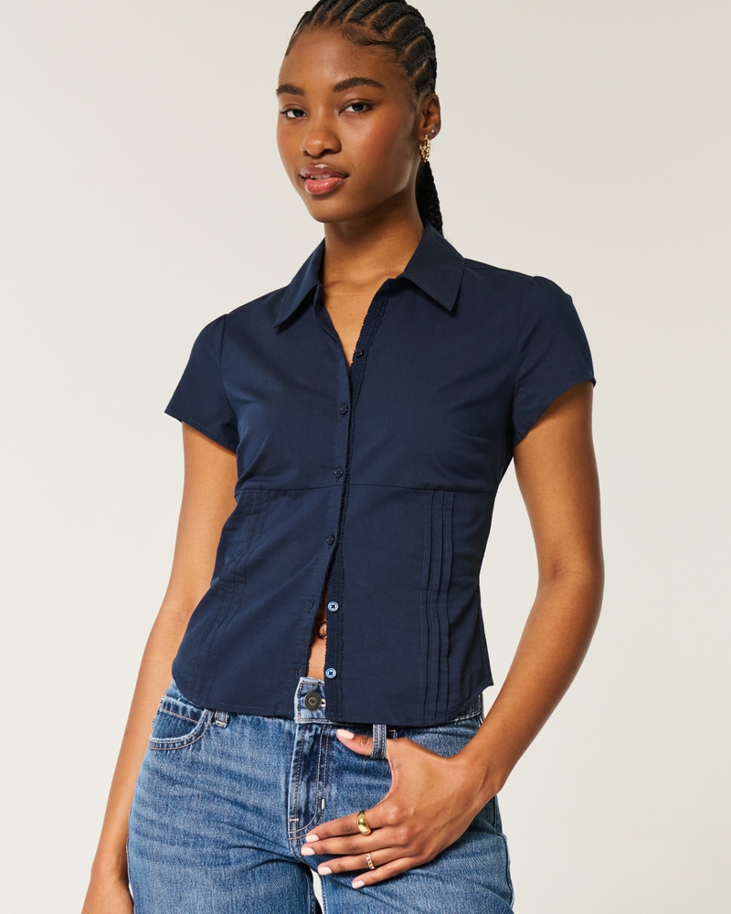 Women's Short-Sleeve Poplin Shirt Women's Sale
