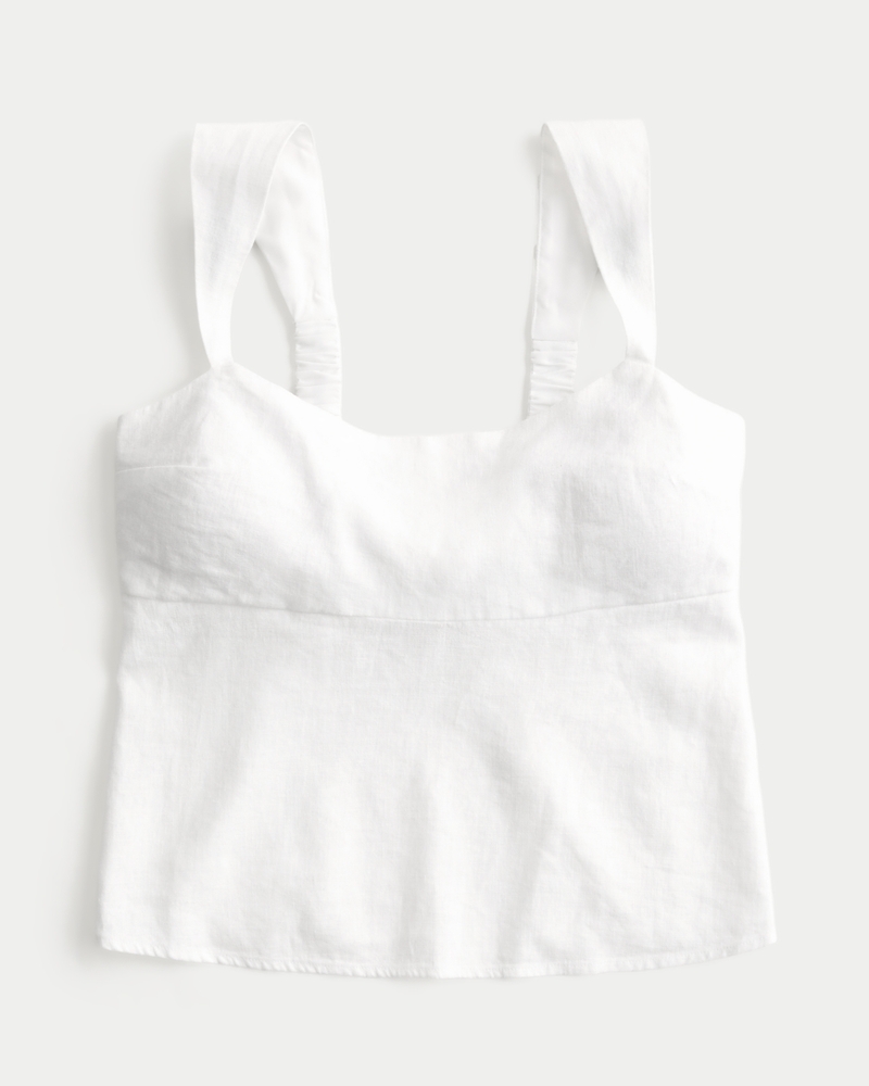 Linen-Blend Open-Back Top
