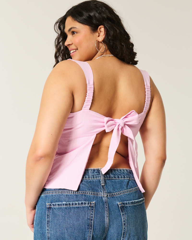 Linen-Blend Open-Back Top