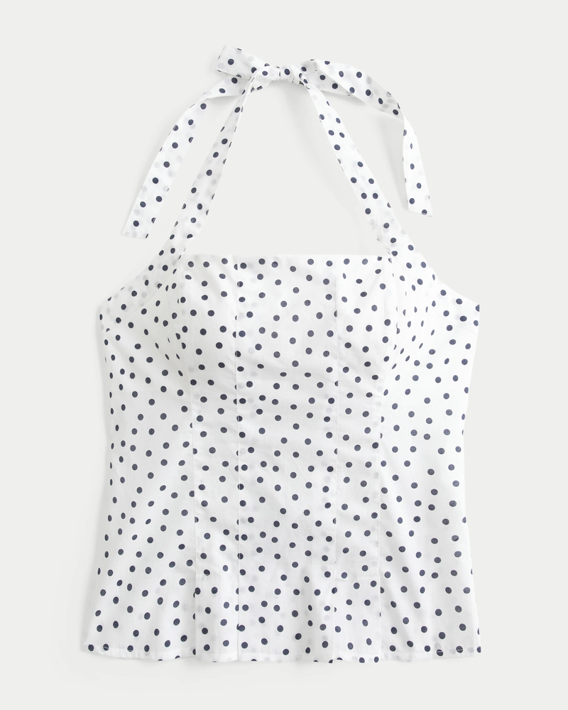 Pleated Open-Back Halter Top