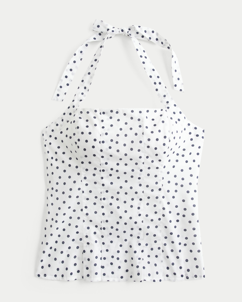 Pleated Open-Back Halter Top