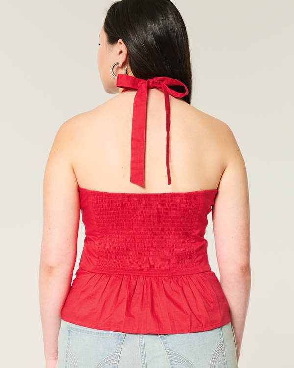 Pleated Open-Back Halter Top