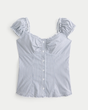 Women's Ruffle Trim Poplin Blouse | Women's Tops | HollisterCo.com