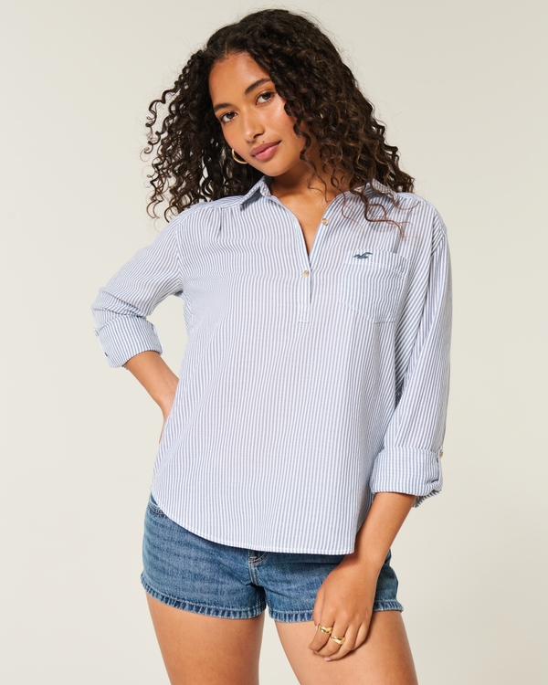 Easy Icon Popover Shirt, White Stripe view 1