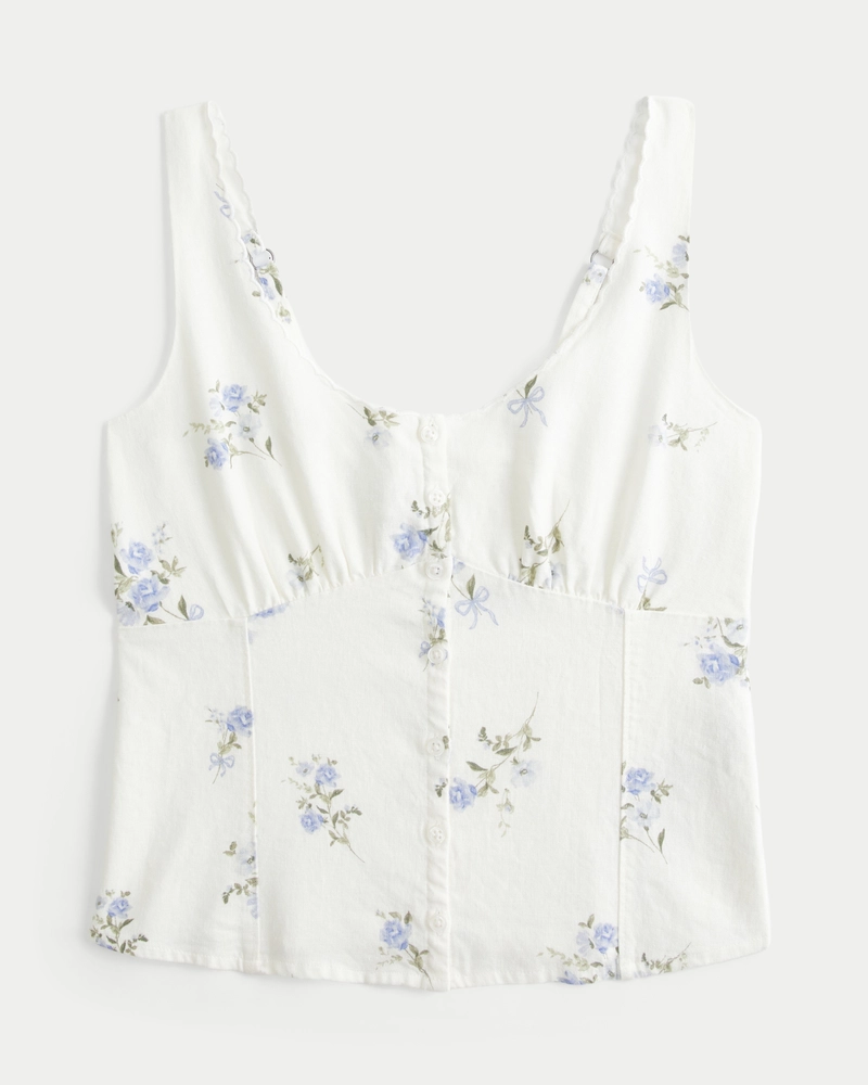 Linen Blend Button-Through Top