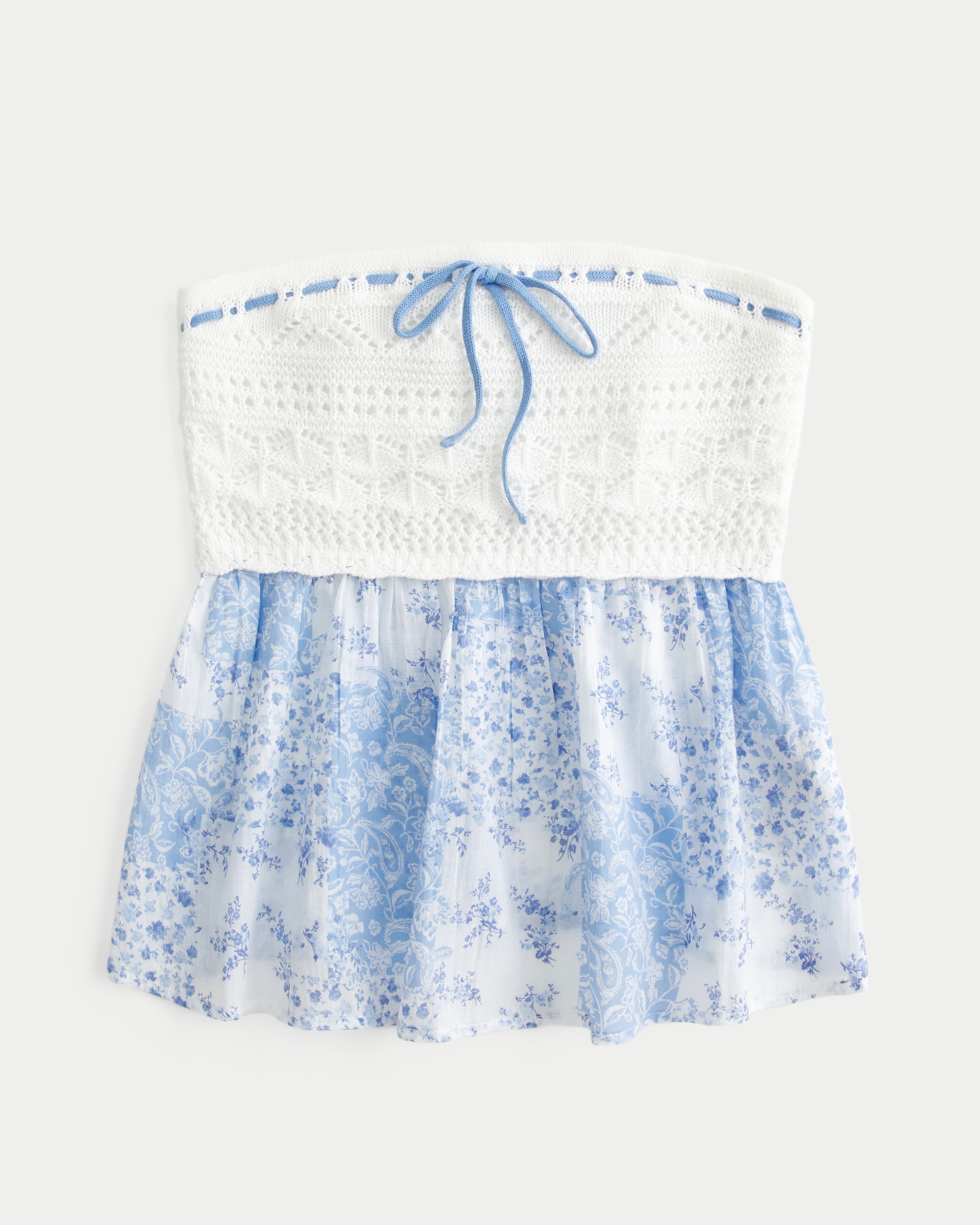 Easy Crochet-Style Fabric Mix Strapless Top