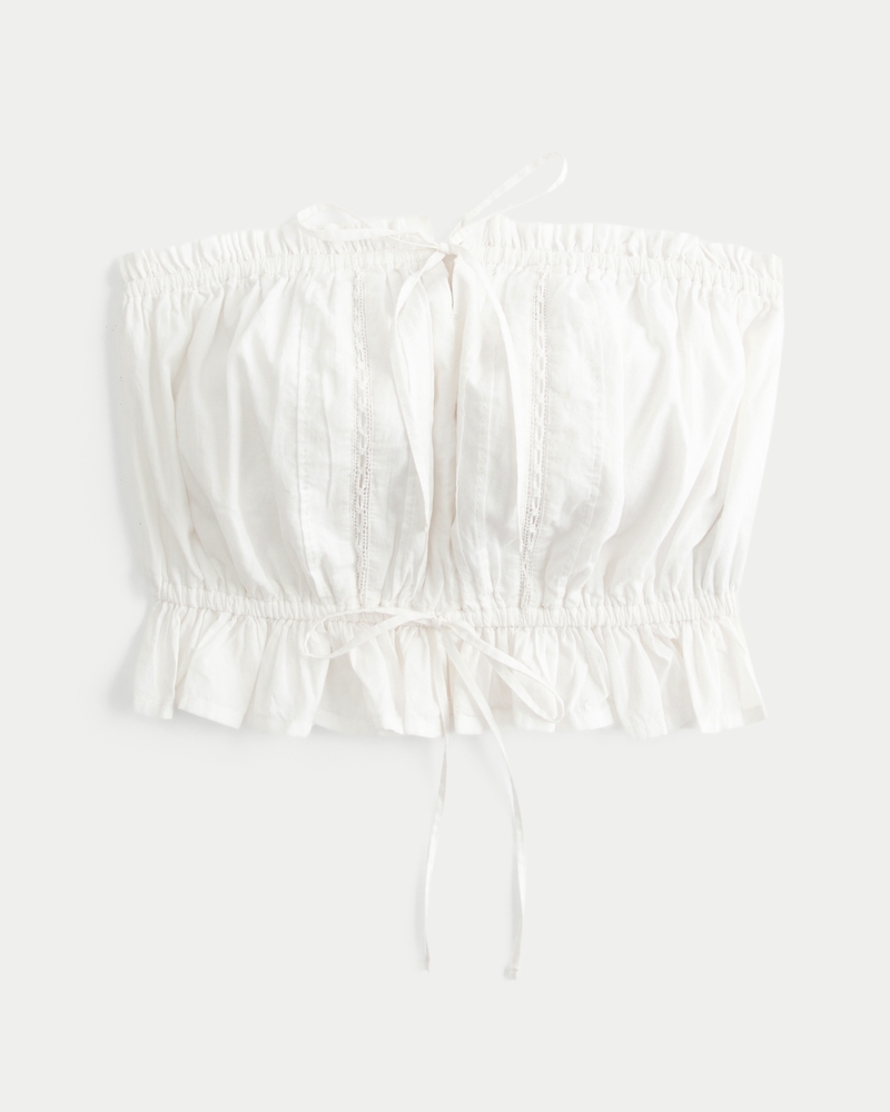 Easy Crop Strapless Lace Inset Tube Top