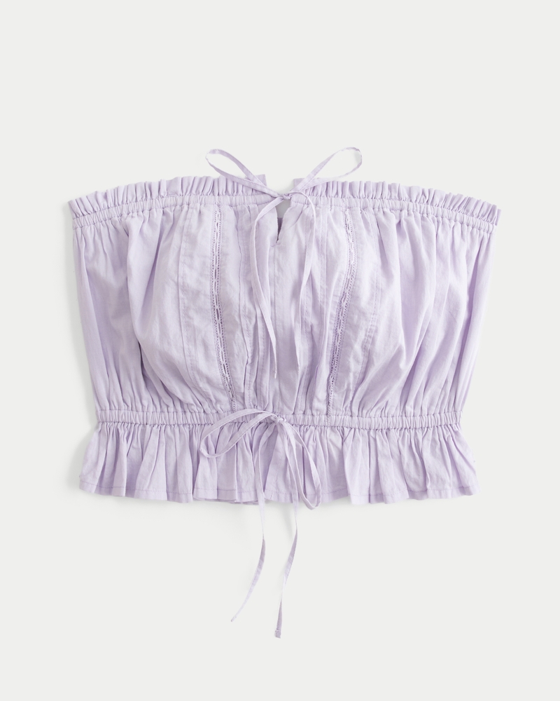 Easy Crop Strapless Lace Inset Tube Top