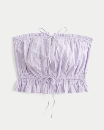 Women's Easy Crop Strapless Lace Inset Tube Top | Wom…