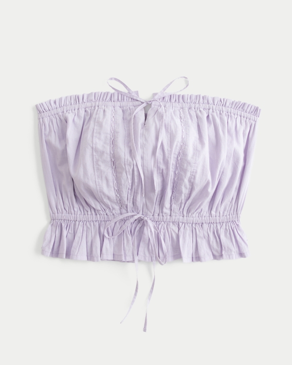 Easy Crop Strapless Lace Inset Tube Top