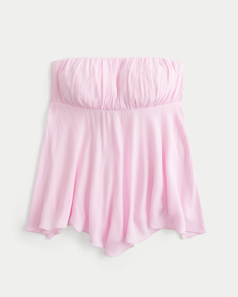 Strapless Handkerchief Hem Top