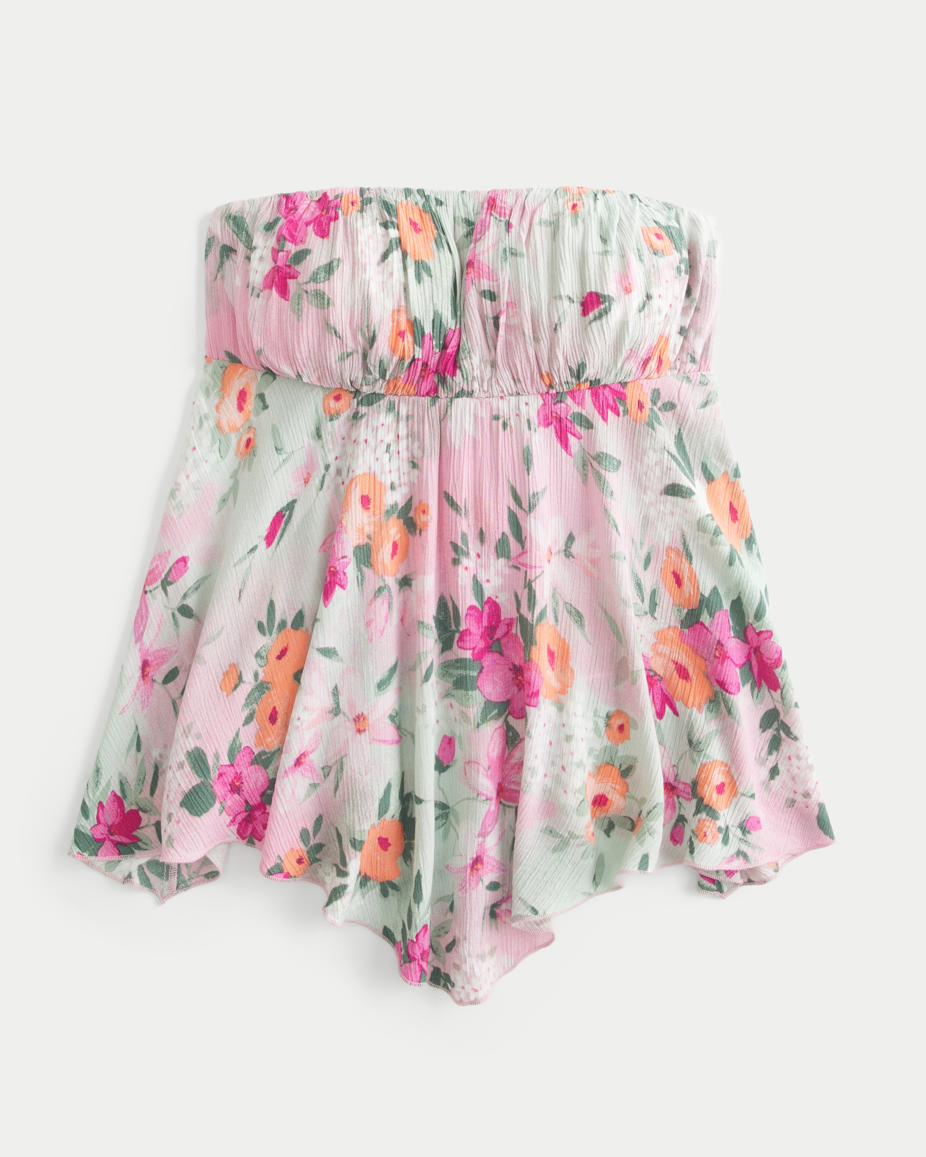 Strapless Handkerchief Hem Top