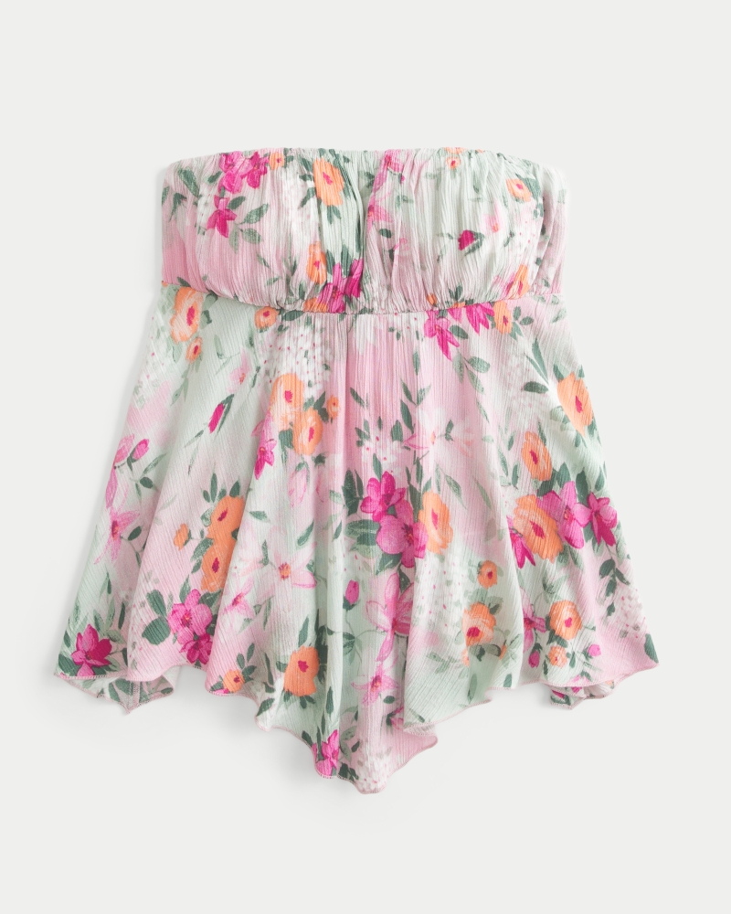 Strapless Handkerchief Hem Top