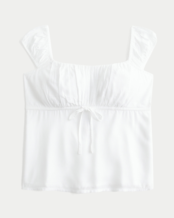 On/Off-the-Shoulder Scoop Babydoll Top, White view 1
