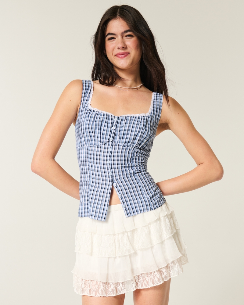 Ruched Crosshatch Top