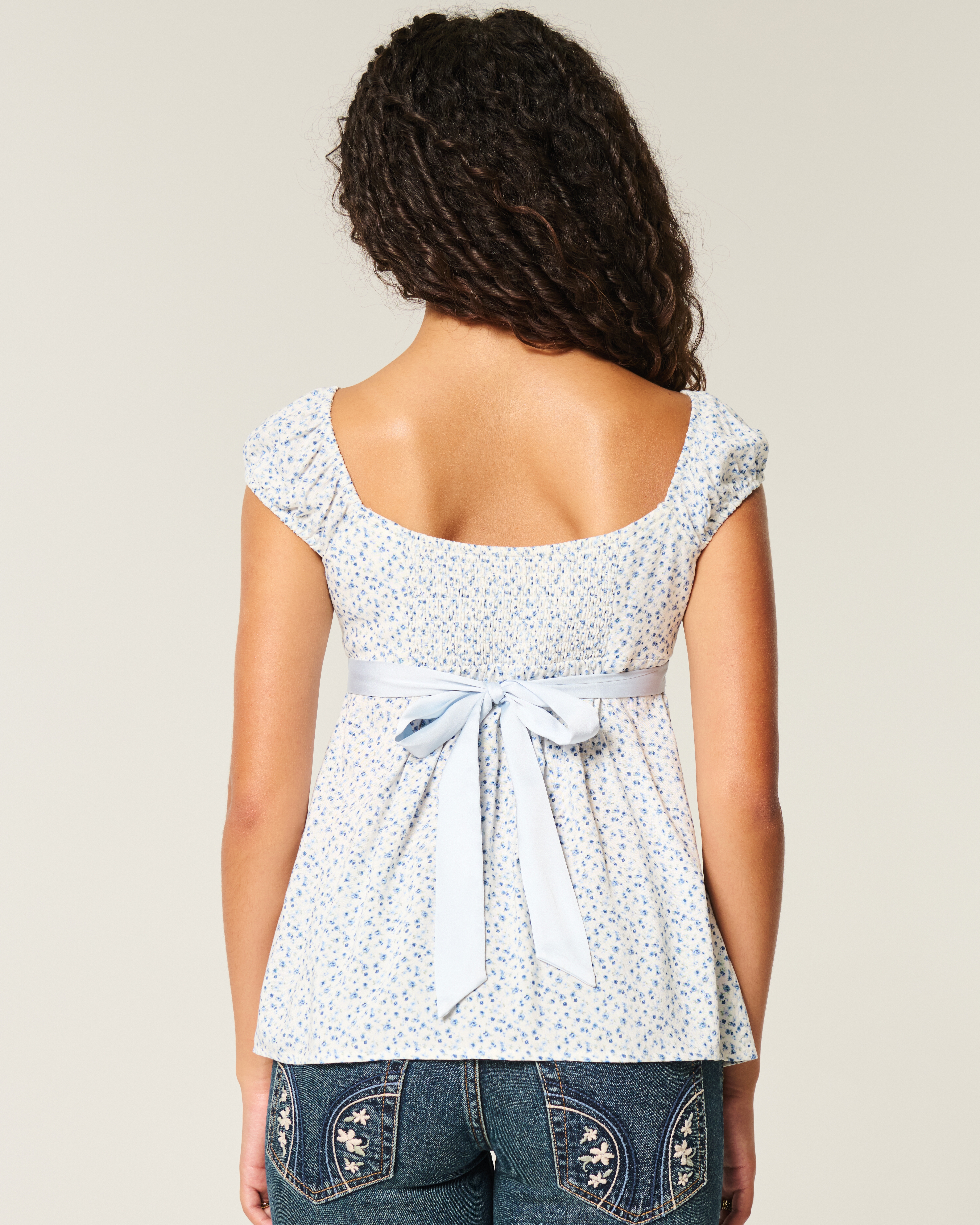 Easy Satin Tie Babydoll Top