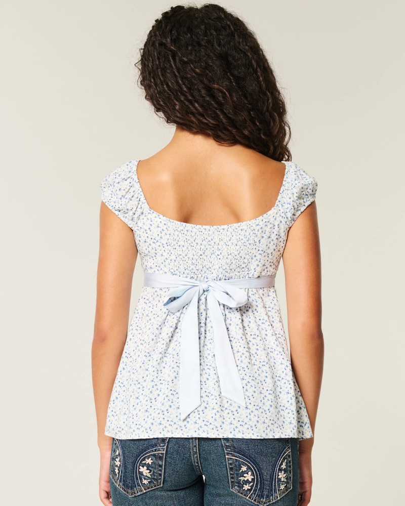 Easy Satin Tie Babydoll Top