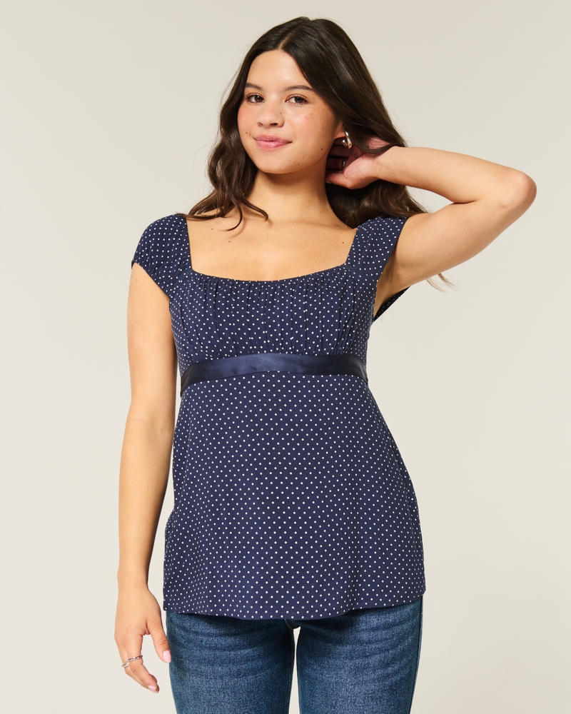 Easy Satin Tie Babydoll Top