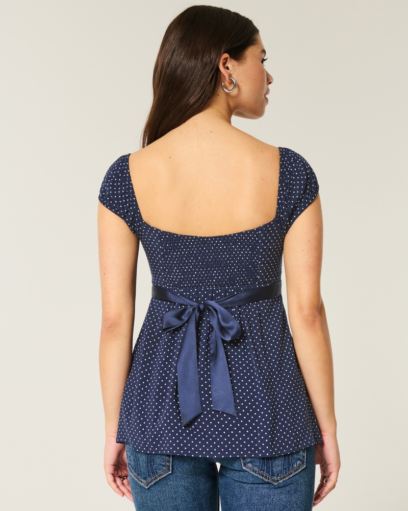 Easy Satin Tie Babydoll Top