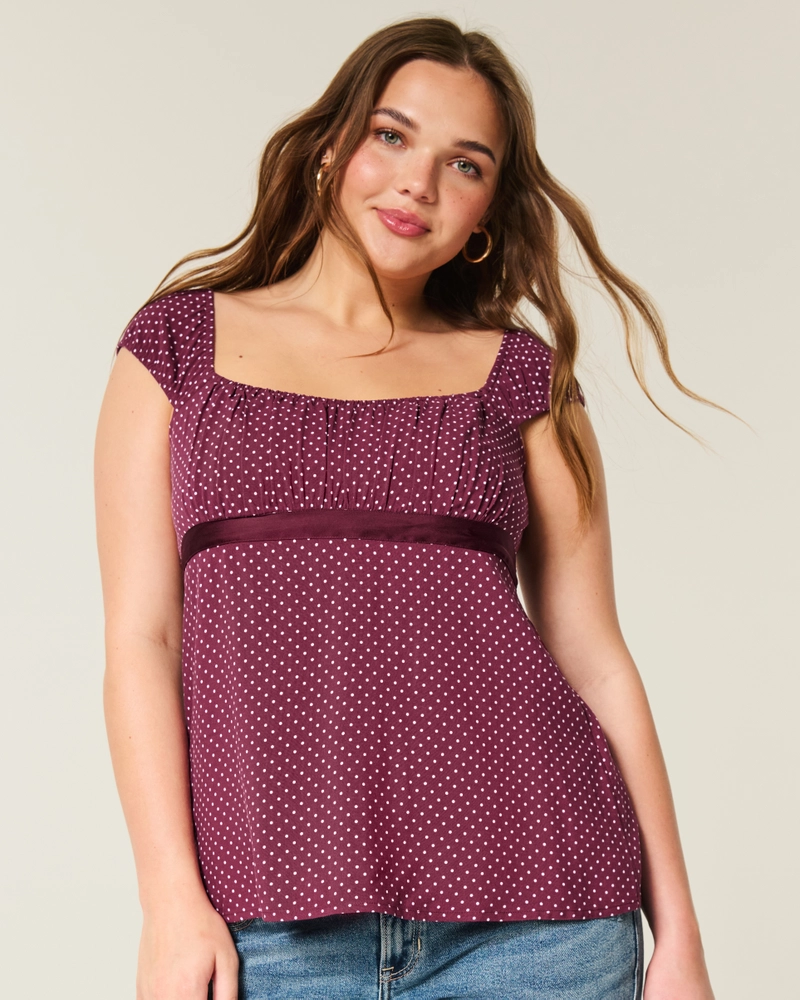 Easy Satin Tie Babydoll Top
