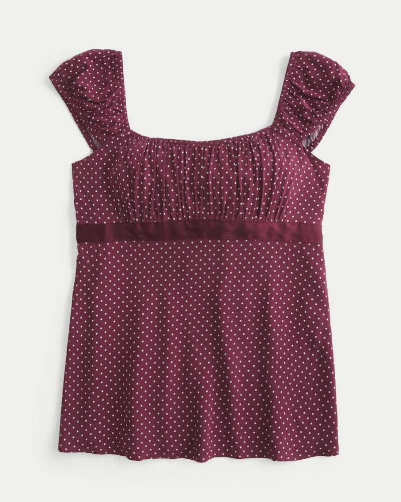 Easy Satin Tie Babydoll Top