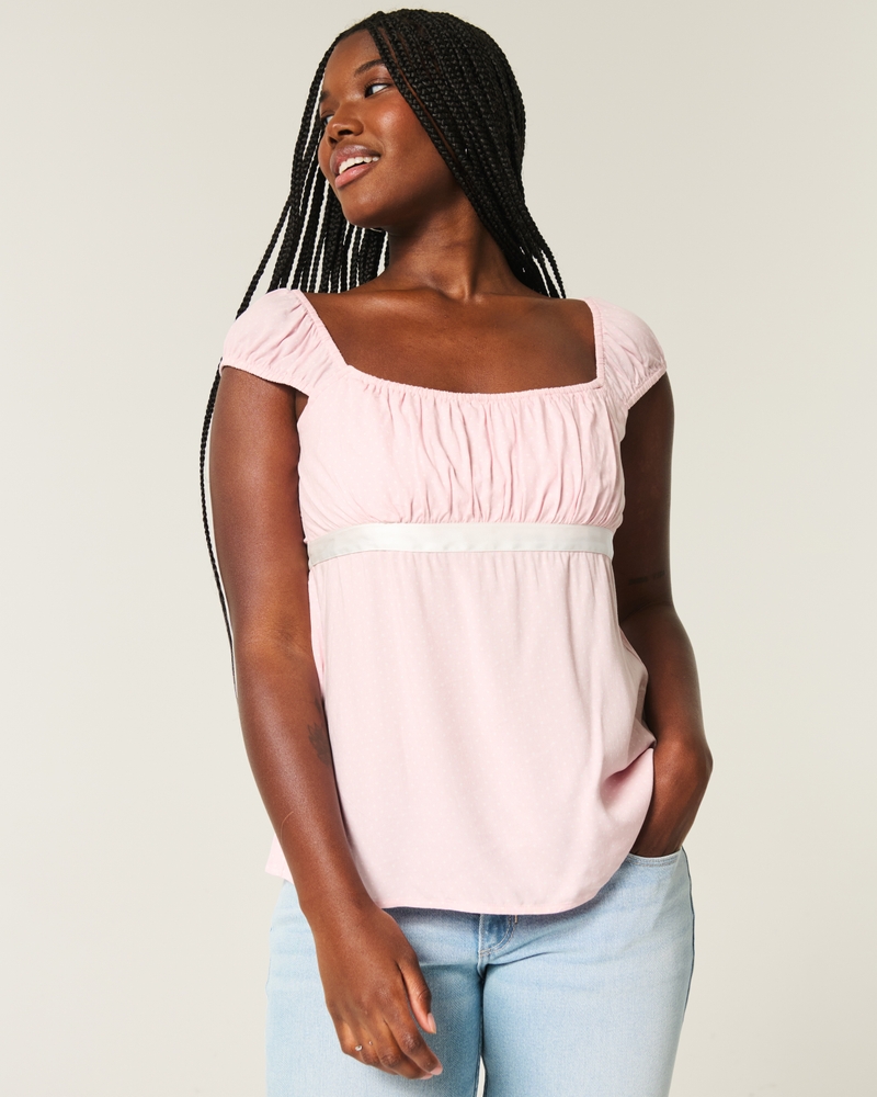 Women's Easy Satin Tie Babydoll Top | Women's Tops | HollisterCo.com