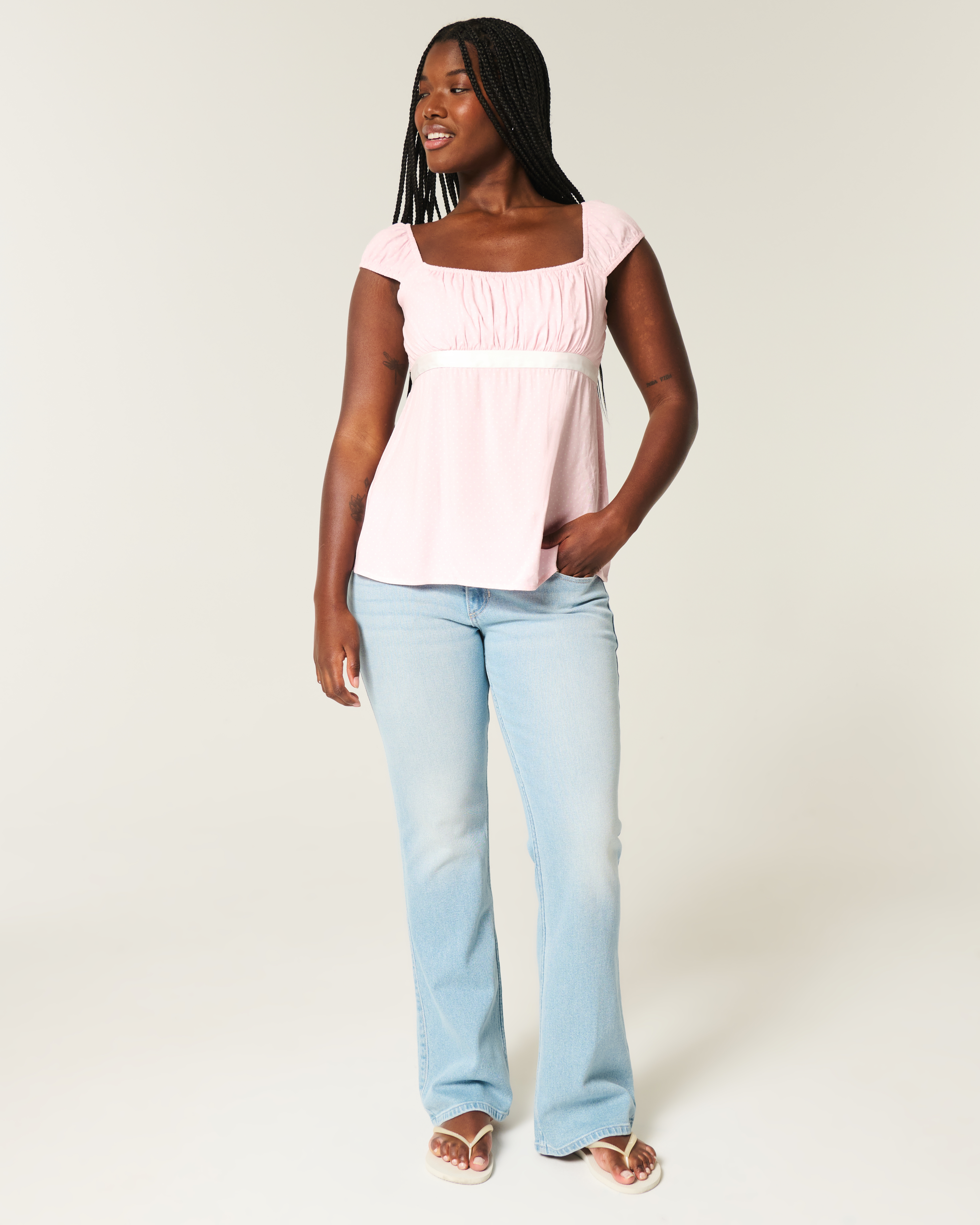 Easy Satin Tie Babydoll Top