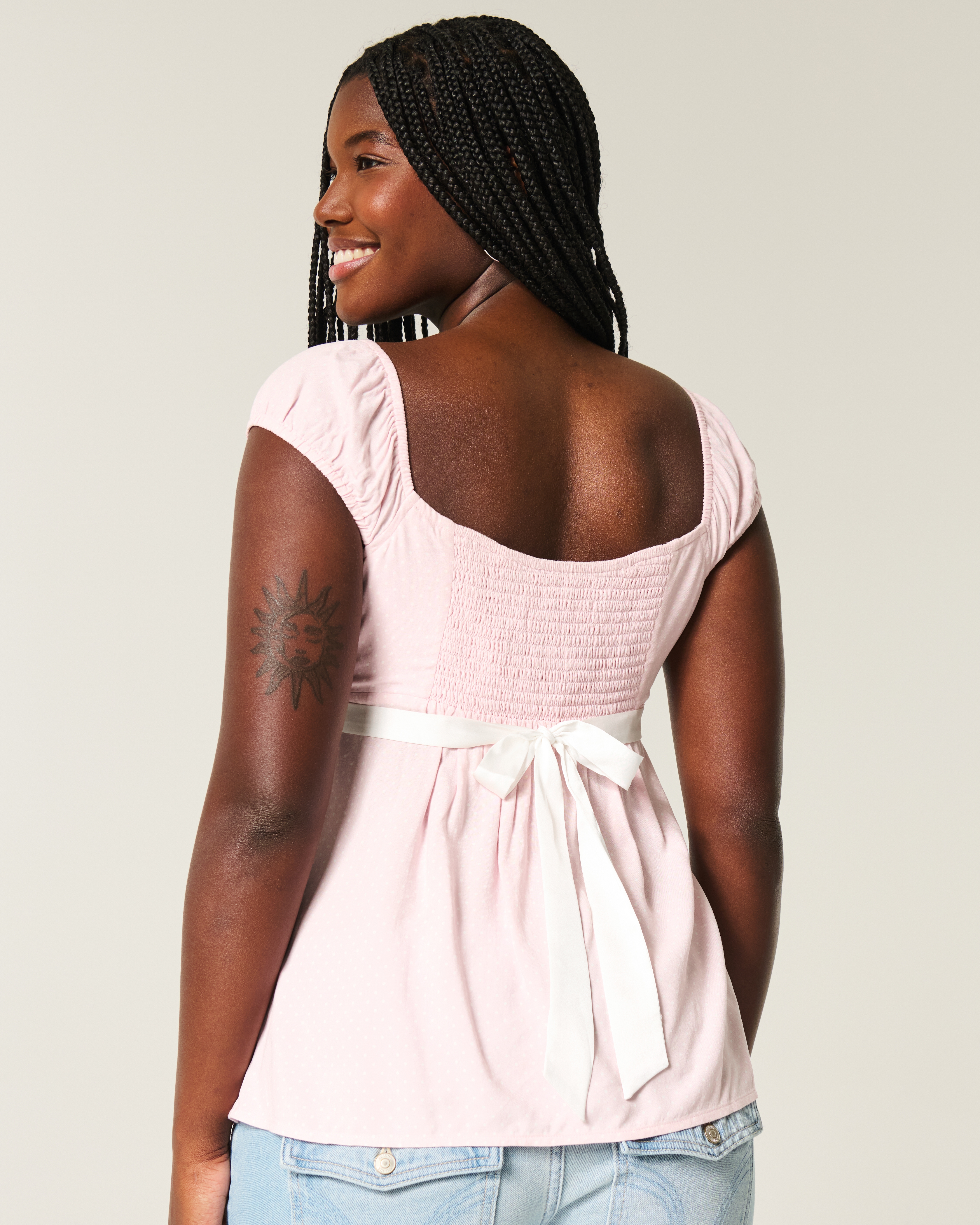 Easy Satin Tie Babydoll Top