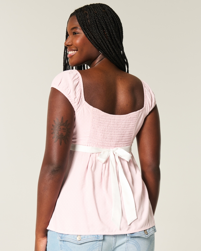 Easy Satin Tie Babydoll Top